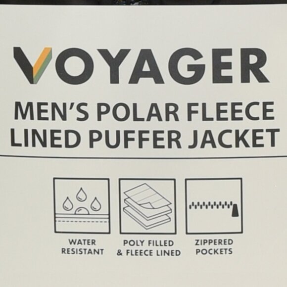 Voyager Men's Polar Fleece Lined Puffer Jacket - Black - Picture 6 of 8